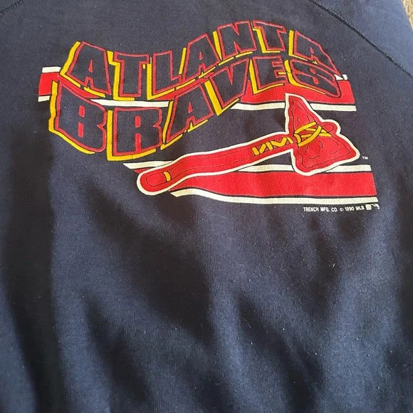 Atlanta Braves jersey sweatshirt, vintage great shape preowned-large - Picture 4 of 7